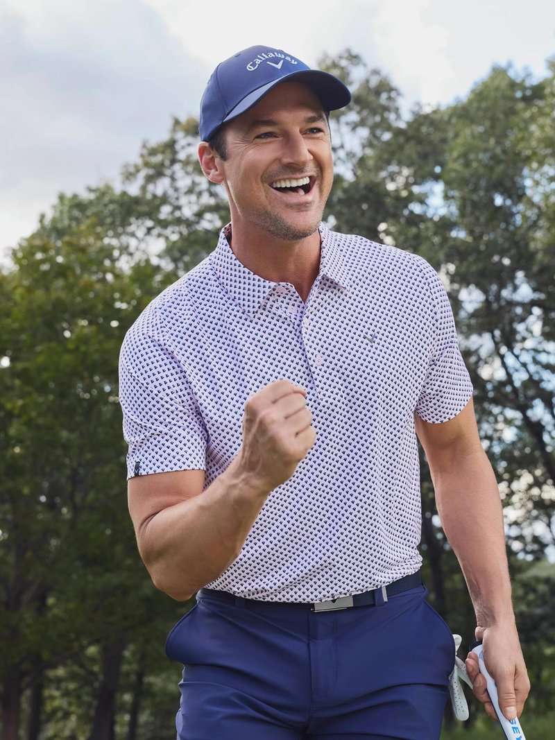 Callaway Trademark Printed men's polo, pink tulle
