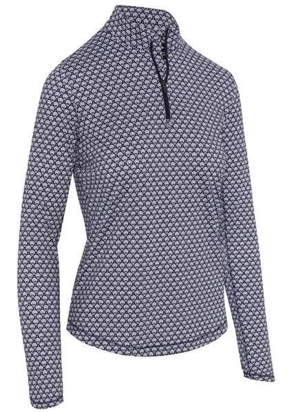 Callaway Scarf Geo Print Long Sleeve women's polo, peacoat