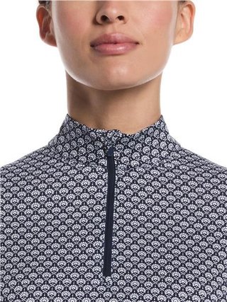 Callaway Scarf Geo Print Long Sleeve women's polo, peacoat