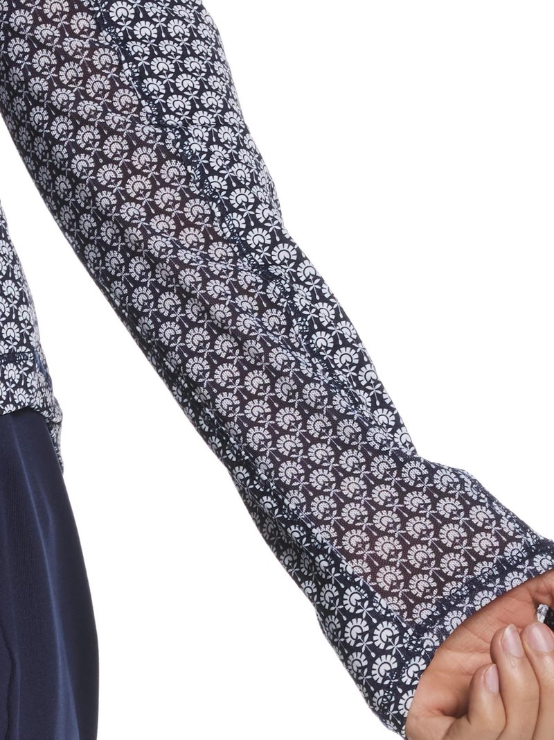 Callaway Scarf Geo Print Long Sleeve women's polo, peacoat