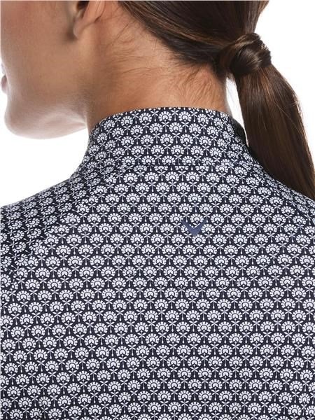 Callaway Scarf Geo Print Long Sleeve women's polo, peacoat