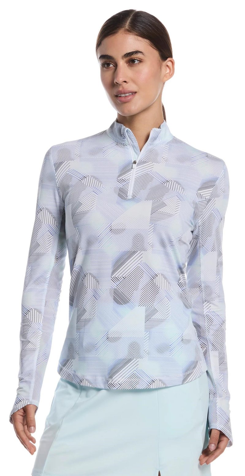 Callaway Active Geo Printed long sleeve women's polo, brilliant white