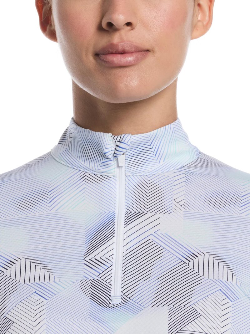 Callaway Active Geo Printed long sleeve women's polo, brilliant white