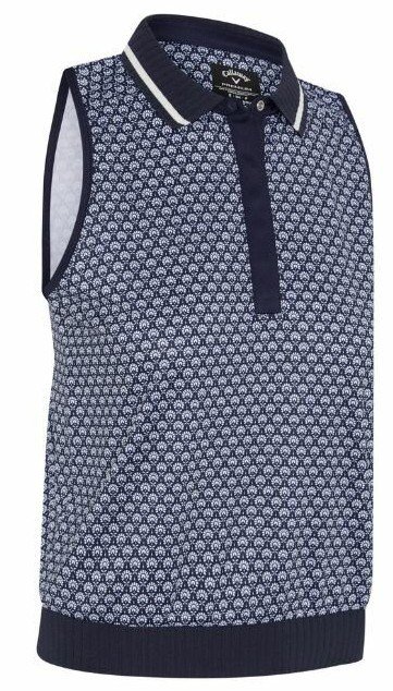 Callaway Scarf Geo Printed Sleeveless women's polo, peacoat