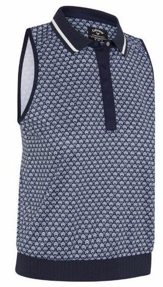 Callaway Scarf Geo Printed Sleeveless women's polo, peacoat
