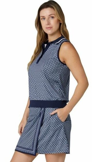 Callaway Scarf Geo Printed Sleeveless women's polo, peacoat