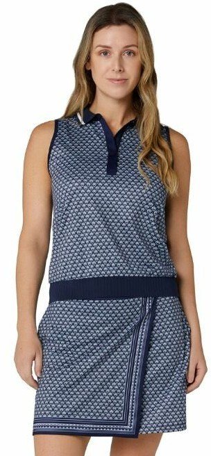 Callaway Scarf Geo Printed Sleeveless women's polo, peacoat