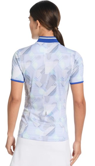 Callaway Sleeveless Rib Collar 1/4 ZIP Print women's polo, bright white