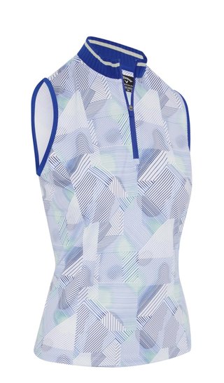 Callaway Sleeveless Rib Collar 1/4 Zip women's polo, brilliant white