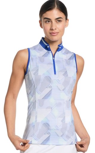 Callaway Sleeveless Rib Collar 1/4 Zip women's polo, brilliant white