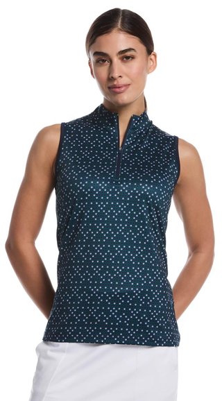 Callaway Sleeveless Framing Geo Print 1/4-Zip women's polo, peacoat