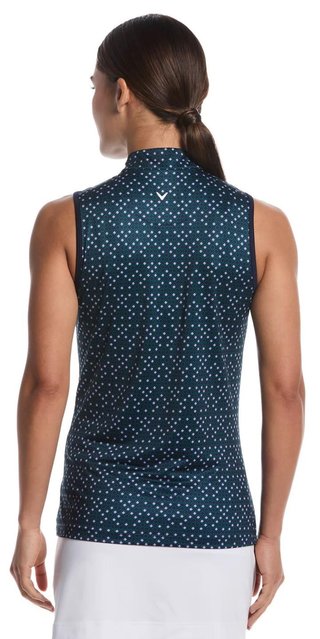 Callaway Sleeveless Framing Geo Print 1/4-Zip women's polo, peacoat