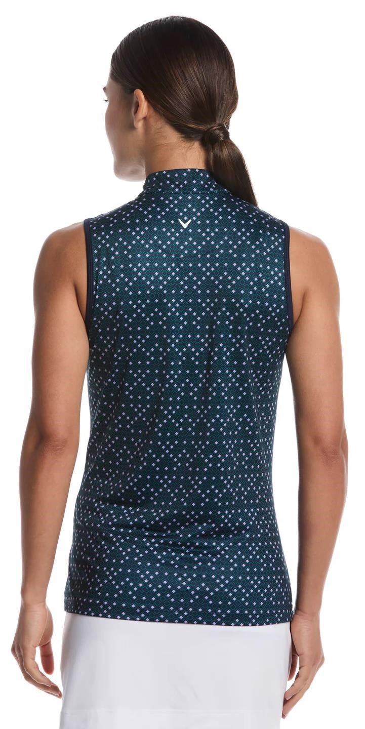 Callaway Sleeveless Framing Geo Print 1/4-Zip women's polo, peacoat