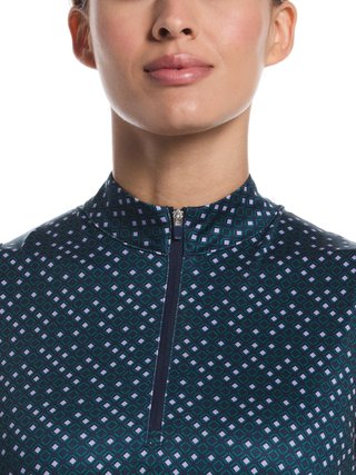 Callaway Sleeveless Framing Geo Print 1/4-Zip women's polo, peacoat