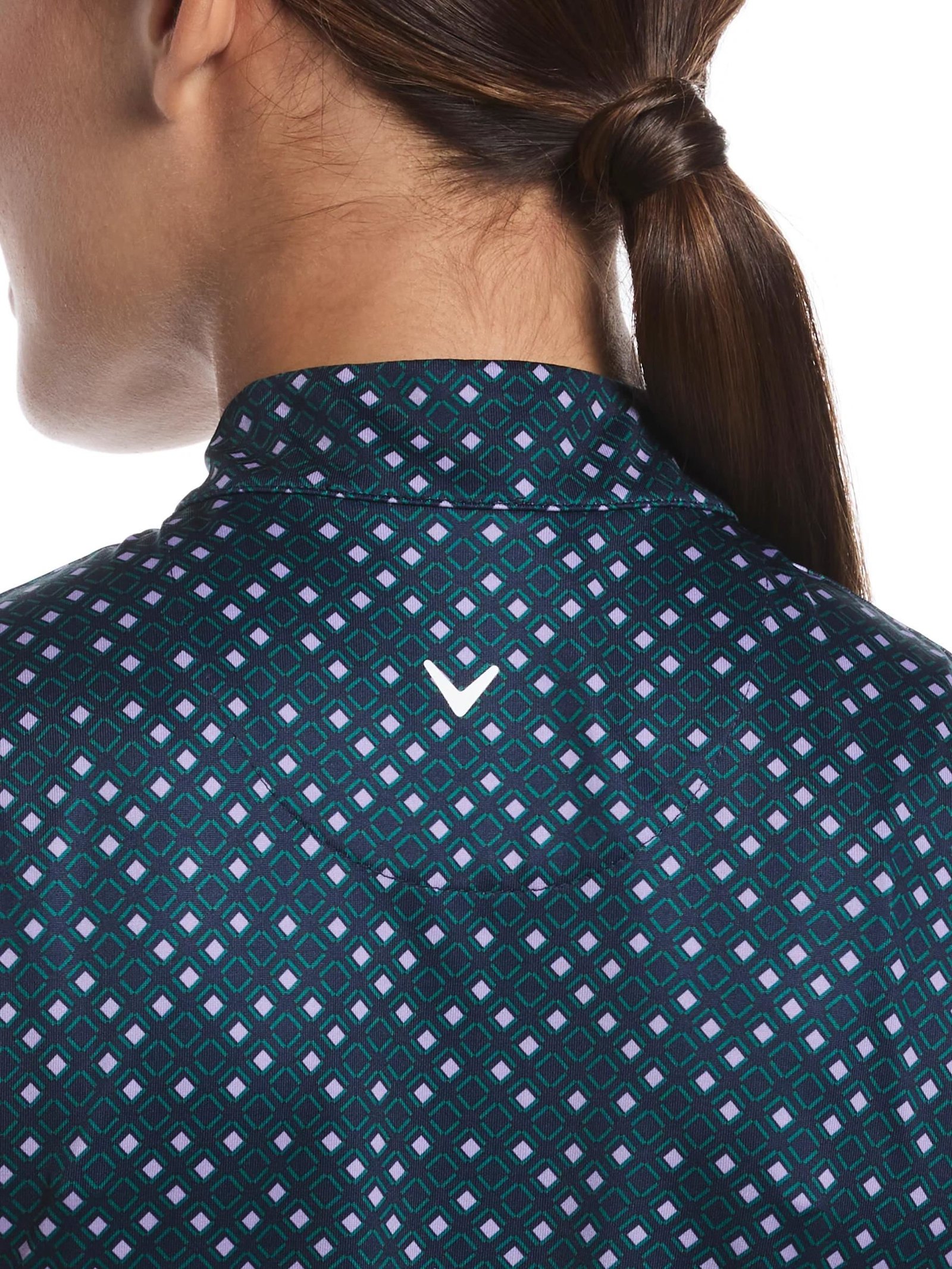 Callaway Sleeveless Framing Geo Print 1/4-Zip women's polo, peacoat