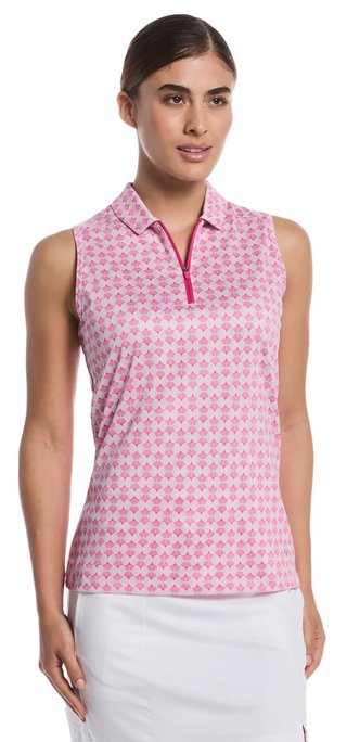 Callaway Deco Geo Print Sleeveless women's polo, fuchsia purple