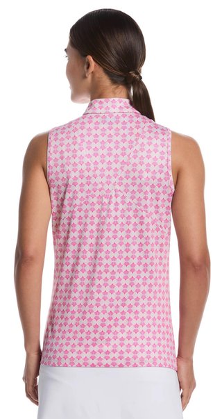 Callaway Deco Geo Print Sleeveless women's polo, fuchsia purple