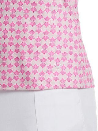 Callaway Deco Geo Print Sleeveless women's polo, fuchsia purple