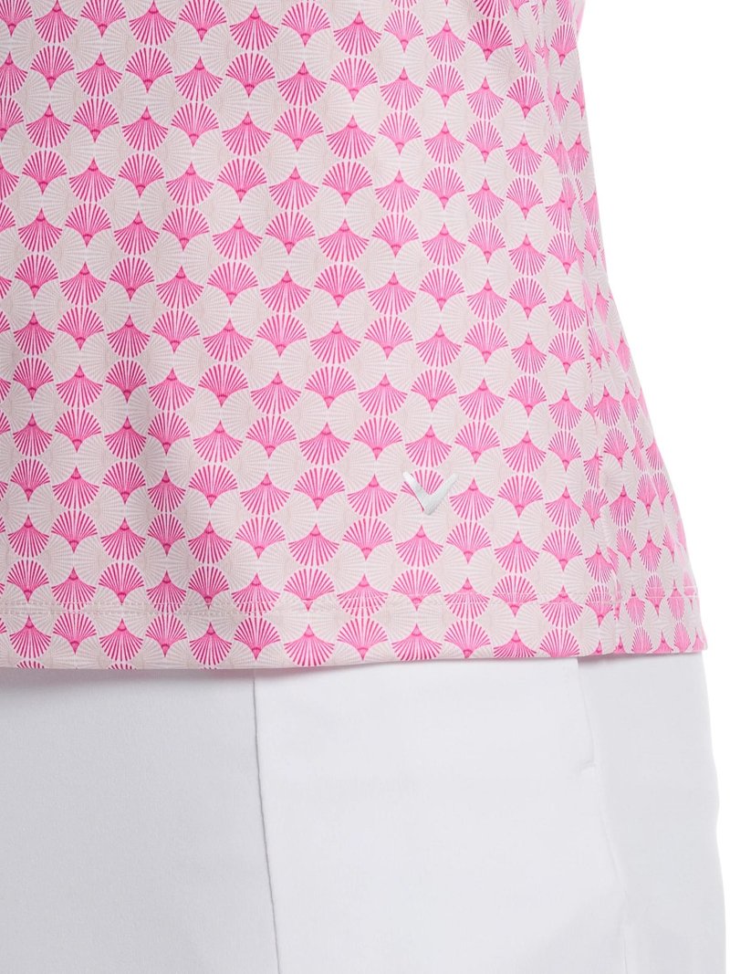 Callaway Deco Geo Print Sleeveless women's polo, fuchsia purple