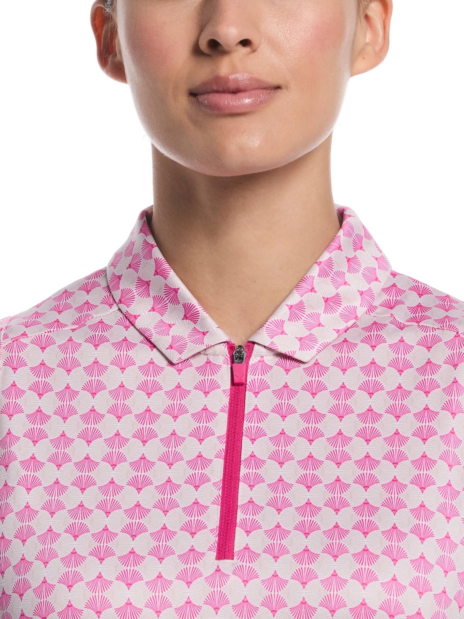 Callaway Deco Geo Print Sleeveless women's polo, fuchsia purple