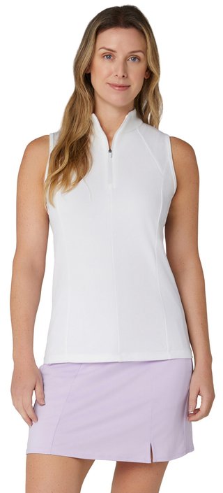 Callaway Rib Play Sleeveless women's polo, brilliant white