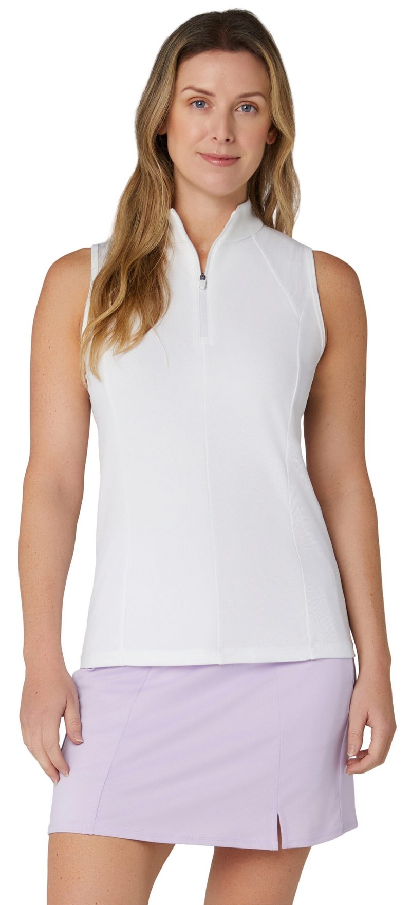 Callaway Rib Play Sleeveless women's polo, brilliant white