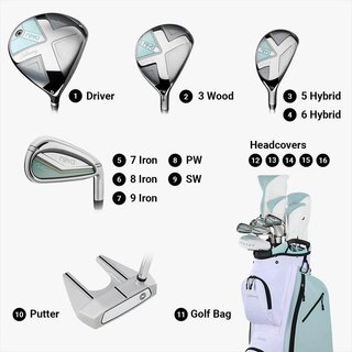 Callaway Reva 26 11PC ladies golf set, graphite, peach/surf + cart bag