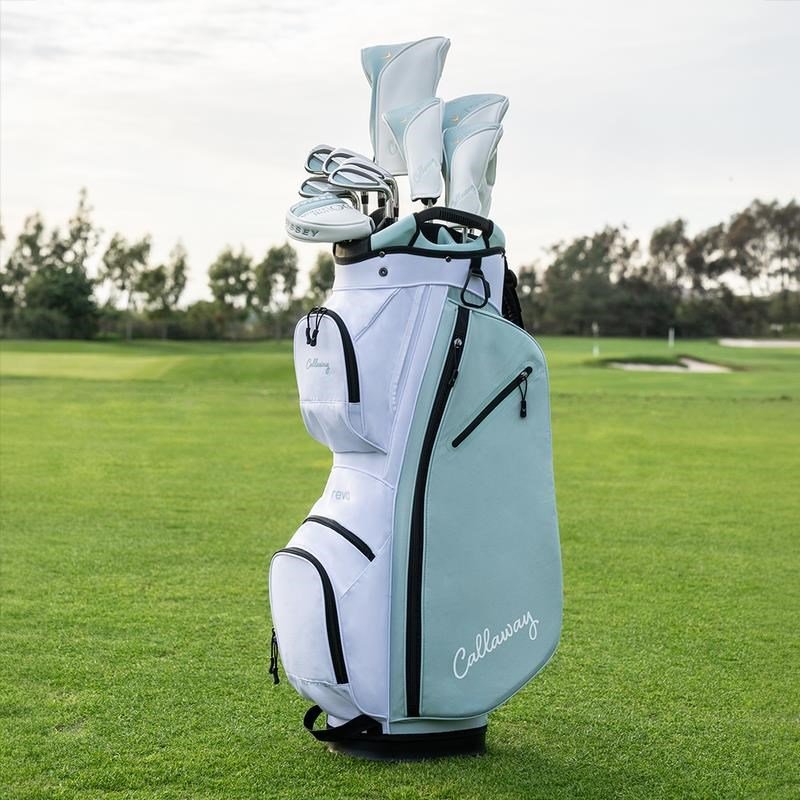 Callaway Reva 26 11PC ladies golf set, graphite, peach/surf + cart bag