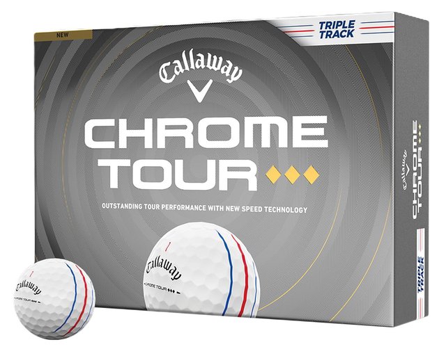 Dozen box of golf balls with alignment markings on the balls