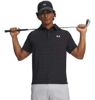 Under Armour Playoff 3.0 Printed men's polo, black/white