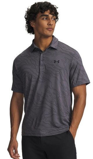Under Armour Playoff 3.0 Printed men's polo, castlerock/black