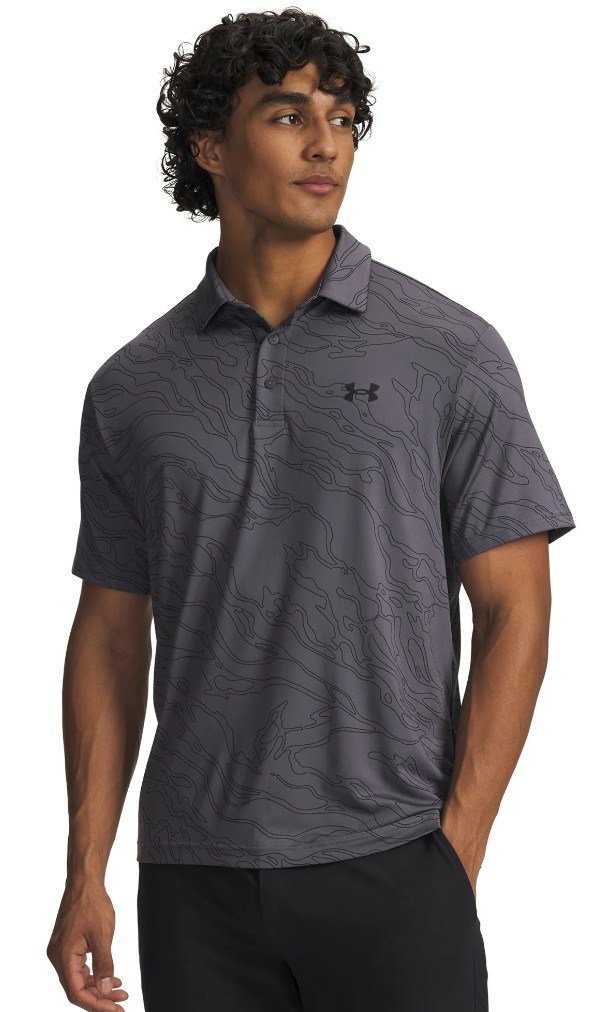 Under Armour Playoff 3.0 Printed men's polo, castlerock/black