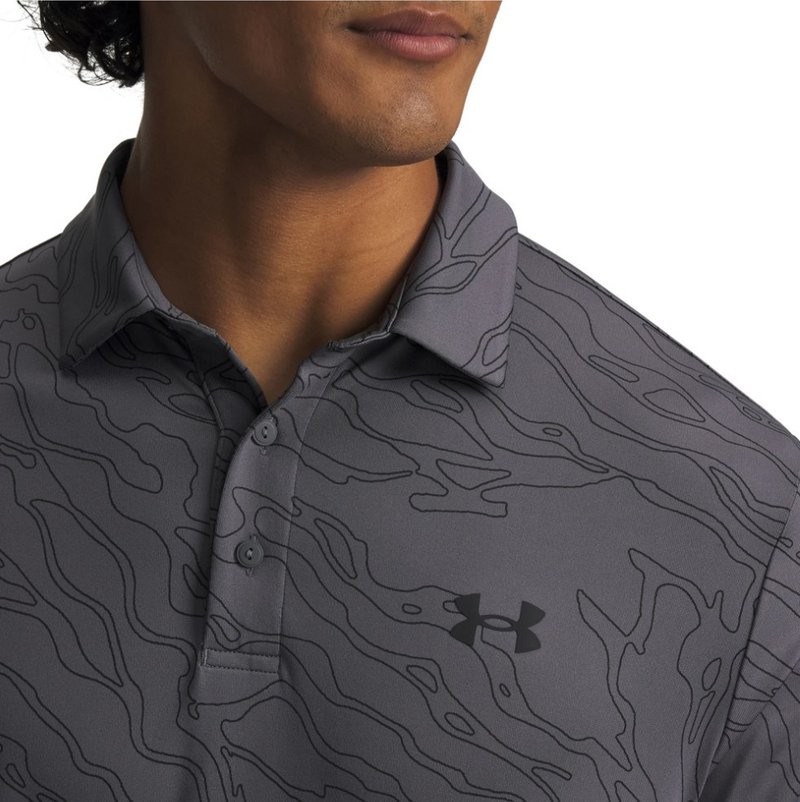 Under Armour Playoff 3.0 Printed men's polo, castlerock/black