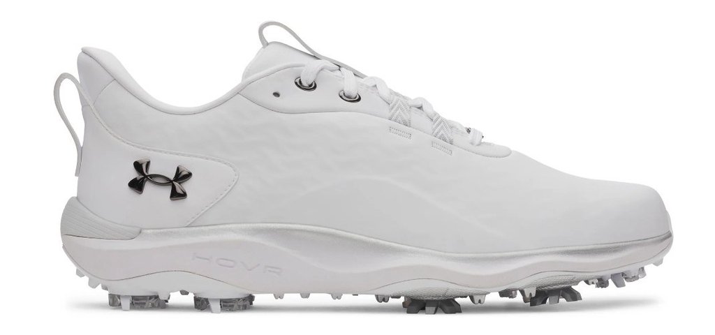 Under Armour Drive Pro Clone mens golf shoes, white/metallic gunmetal