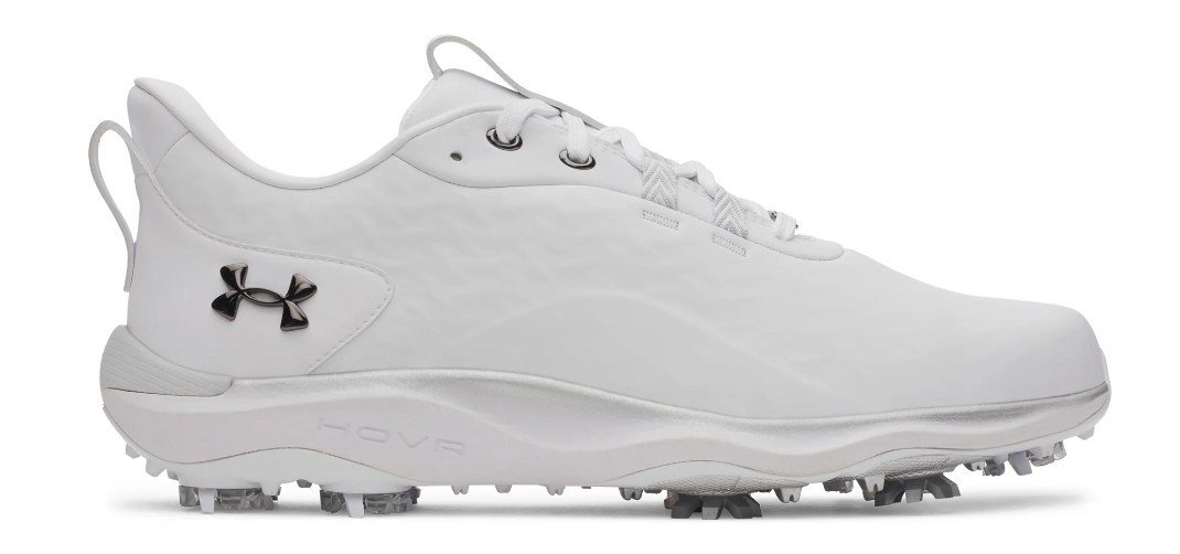 Under Armour Drive Pro Clone mens golf shoes, white/metallic gunmetal