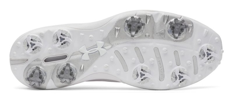Under Armour Drive Pro Clone mens golf shoes, white/metallic gunmetal