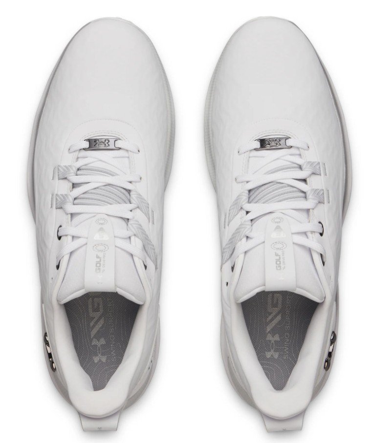 Under Armour Drive Pro Clone mens golf shoes, white/metallic gunmetal