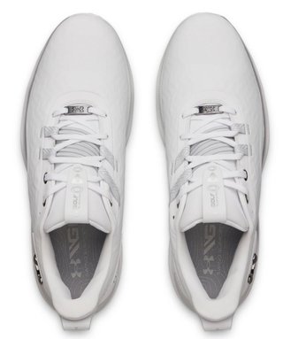 Under Armour Drive Pro Clone mens golf shoes, white/metallic gunmetal