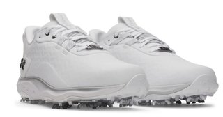 Under Armour Drive Pro Clone mens golf shoes, white/metallic gunmetal