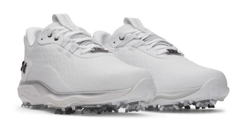 Under Armour Drive Pro Clone mens golf shoes, white/metallic gunmetal