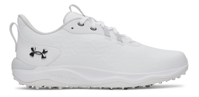 Under Armour Drive Pro Clone Spikeless mens golf shoes, white/metallic gunmetal