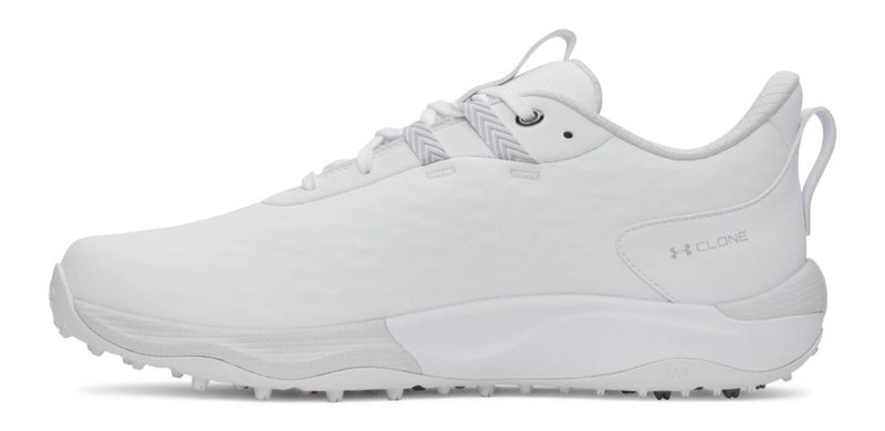 Under Armour Drive Pro Clone Spikeless mens golf shoes, white/metallic gunmetal
