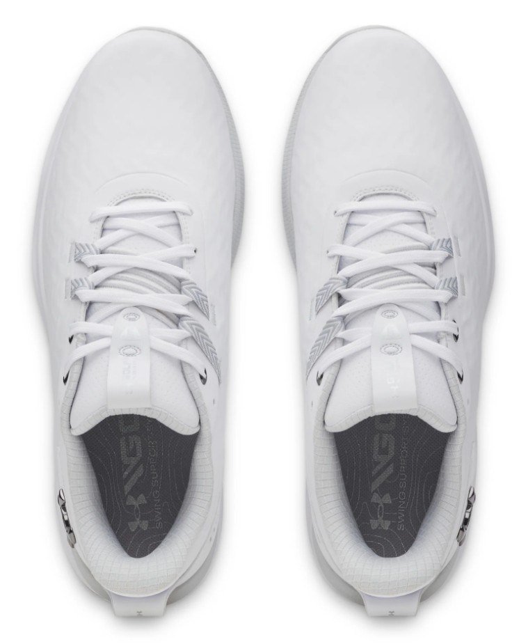 Under Armour Drive Pro Clone Spikeless mens golf shoes, white/metallic gunmetal