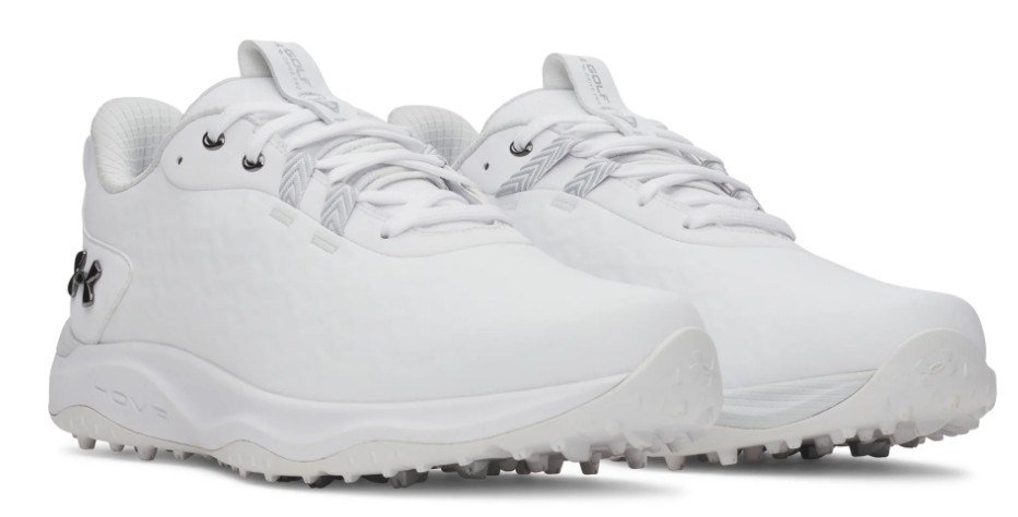 Under Armour Drive Pro Clone Spikeless mens golf shoes, white/metallic gunmetal