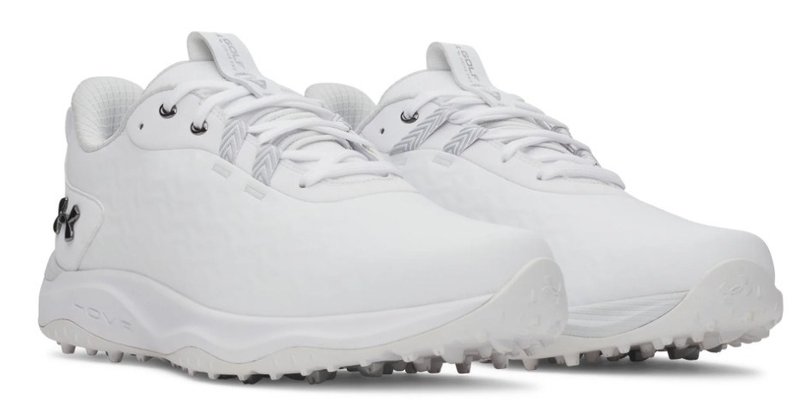 Under Armour Drive Pro Clone Spikeless mens golf shoes, white/metallic gunmetal