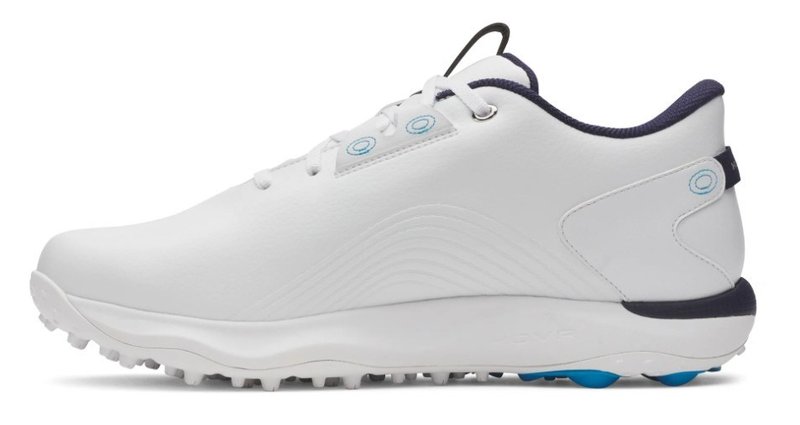 Under Armour Drive Fade 2 Spikeless mens golf shoes, white/metallic silver