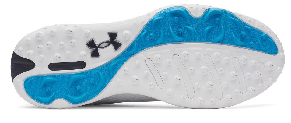 Under Armour Drive Fade 2 Spikeless mens golf shoes, white/metallic silver