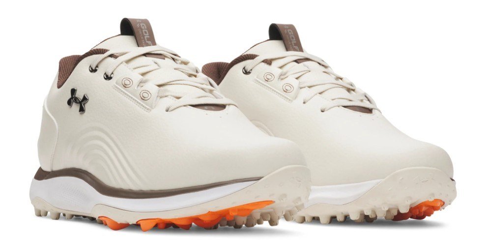 Under Armour Drive Fade 2 Spikeless mens golf shoes, stone/metallic silver
