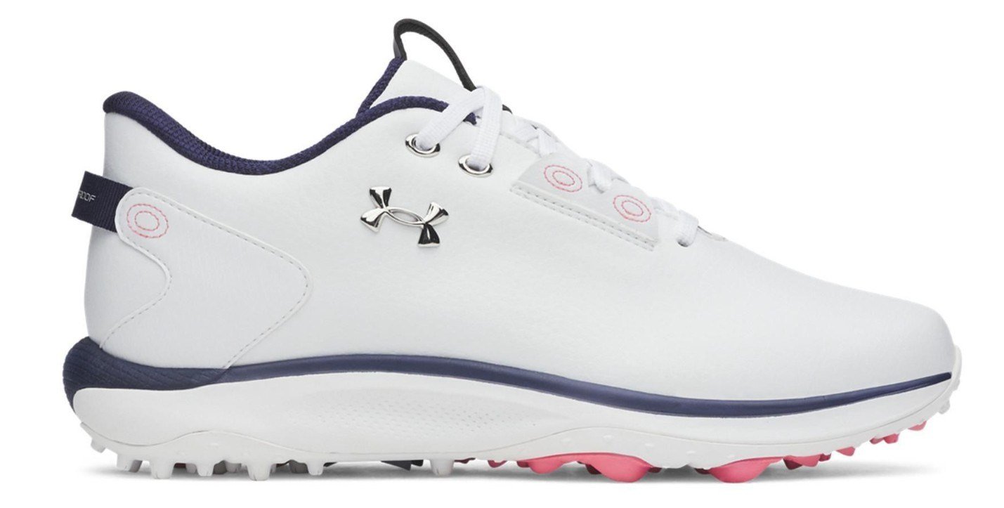 Under Armour Drive Fade 2 Spikeless ladies golf shoes, white/metallic silver