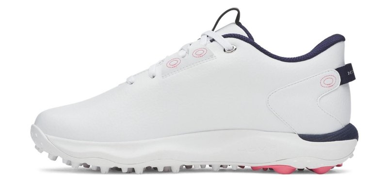 Under Armour Drive Fade 2 Spikeless ladies golf shoes, white/metallic silver